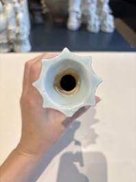 A pair of Chinese qingbai vases and a cup on a stand, 20th C.