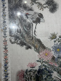 Four Chinese school paintings, ink and colour on paper and silk, one signed Yutianshi 雨田氏 and dated 1919