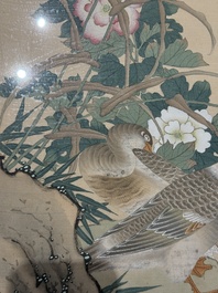 Four Chinese school paintings, ink and colour on paper and silk, one signed Yutianshi 雨田氏 and dated 1919