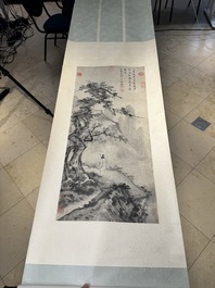 After Ma Yuan 馬遠: 'Sage in the mountain', ink and colour on paper, and after Wan Shouqi 萬壽祺: 'Strange Man', ink and colour on silk, 20th C.