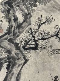 After Ma Yuan 馬遠: 'Sage in the mountain', ink and colour on paper, and after Wan Shouqi 萬壽祺: 'Strange Man', ink and colour on silk, 20th C.