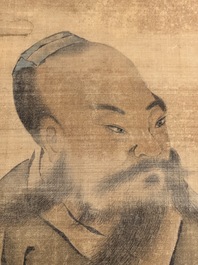 After Ma Yuan 馬遠: 'Sage in the mountain', ink and colour on paper, and after Wan Shouqi 萬壽祺: 'Strange Man', ink and colour on silk, 20th C.