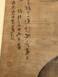 After Ma Yuan 馬遠: 'Sage in the mountain', ink and colour on paper, and after Wan Shouqi 萬壽祺: 'Strange Man', ink and colour on silk, 20th C.