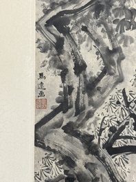 After Ma Yuan 馬遠: 'Sage in the mountain', ink and colour on paper, and after Wan Shouqi 萬壽祺: 'Strange Man', ink and colour on silk, 20th C.