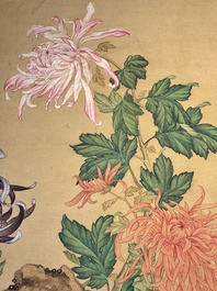 Follower of Zou Yigui 邹一桂(1686-1772): 'Chrysanthemum', ink and colour on paper, 20th C.