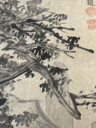 After Ma Yuan 馬遠: 'Sage in the mountain', ink and colour on paper, and after Wan Shouqi 萬壽祺: 'Strange Man', ink and colour on silk, 20th C.