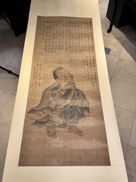 After Ma Yuan 馬遠: 'Sage in the mountain', ink and colour on paper, and after Wan Shouqi 萬壽祺: 'Strange Man', ink and colour on silk, 20th C.