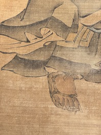 After Ma Yuan 馬遠: 'Sage in the mountain', ink and colour on paper, and after Wan Shouqi 萬壽祺: 'Strange Man', ink and colour on silk, 20th C.