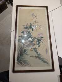 Four Chinese school paintings, ink and colour on paper and silk, one signed Yutianshi 雨田氏 and dated 1919