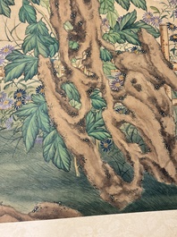 Follower of Zou Yigui 邹一桂(1686-1772): 'Chrysanthemum', ink and colour on paper, 20th C.