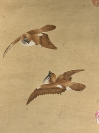 Follower of Zou Yigui 邹一桂(1686-1772): 'Chrysanthemum', ink and colour on paper, 20th C.