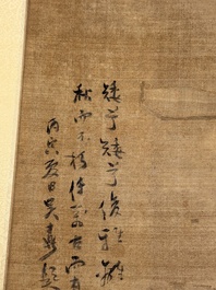 After Ma Yuan 馬遠: 'Sage in the mountain', ink and colour on paper, and after Wan Shouqi 萬壽祺: 'Strange Man', ink and colour on silk, 20th C.