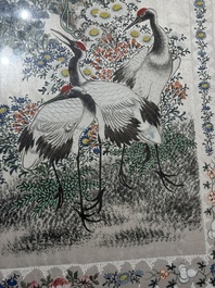 Four Chinese school paintings, ink and colour on paper and silk, one signed Yutianshi 雨田氏 and dated 1919