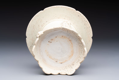 A Chinese qingbai censer with masks in relief, 20th C