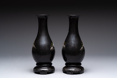 A collection of seven Chinese Fuzhou or Foochow lacquer vases, 19/20th C.