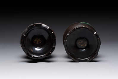 A collection of seven Chinese Fuzhou or Foochow lacquer vases, 19/20th C.