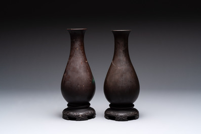 A collection of seven Chinese Fuzhou or Foochow lacquer vases, 19/20th C.