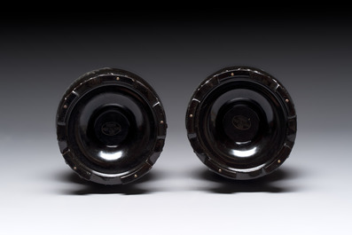 A collection of seven Chinese Fuzhou or Foochow lacquer vases, 19/20th C.