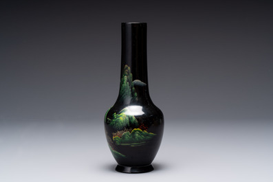 A collection of seven Chinese Fuzhou or Foochow lacquer vases, 19/20th C.