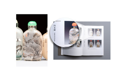 A Chinese rock crystal and two glass inside painted snuff bottles, 19/20th C., with a signed copy of 'Chinese Inside Painting of the Modern Age', 2005