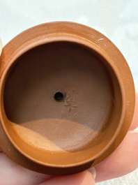 Two Chinese Yixing stoneware teapots and covers, Mengchen 孟臣 marks, 19th C.