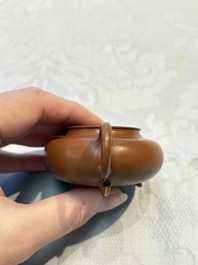 Two Chinese Yixing stoneware teapots and covers, Mengchen 孟臣 marks, 19th C.