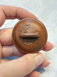 Two Chinese Yixing stoneware teapots and covers, Mengchen 孟臣 marks, 19th C.