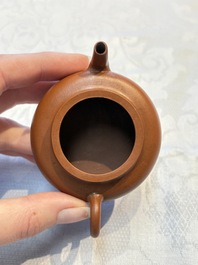 Two Chinese Yixing stoneware teapots and covers, Mengchen 孟臣 marks, 19th C.