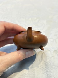 Two Chinese Yixing stoneware teapots and covers, Mengchen 孟臣 marks, 19th C.