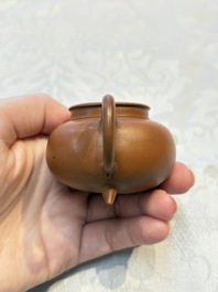 Two Chinese Yixing stoneware teapots and covers, Mengchen 孟臣 marks, 19th C.