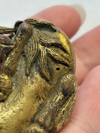 A Chinese gilt bronze 'Camel' paper weight, 19th C.