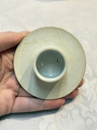 A Chinese grisaille turquoise-ground Dayazhai-style teapot and cover, Guangxu mark and of the period