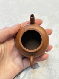 Two Chinese Yixing stoneware teapots and covers, Mengchen 孟臣 marks, 19th C.