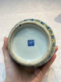 A pair of Chinese doucai 'Hu' vases with lotus scroll design, Qianlong mark, 19th C.