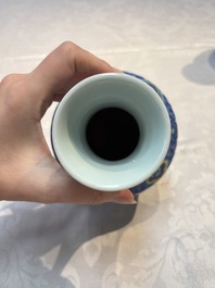 A pair of Chinese doucai 'Hu' vases with lotus scroll design, Qianlong mark, 19th C.