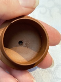 Two Chinese Yixing stoneware teapots and covers, Mengchen 孟臣 marks, 19th C.