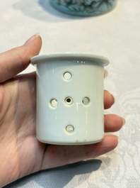 A Chinese grisaille turquoise-ground Dayazhai-style teapot and cover, Guangxu mark and of the period