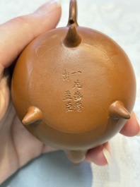 Two Chinese Yixing stoneware teapots and covers, Mengchen 孟臣 marks, 19th C.