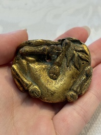 A Chinese gilt bronze 'Camel' paper weight, 19th C.