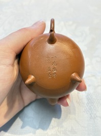 Two Chinese Yixing stoneware teapots and covers, Mengchen 孟臣 marks, 19th C.