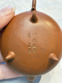 Two Chinese Yixing stoneware teapots and covers, Mengchen 孟臣 marks, 19th C.
