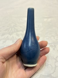 A pair of Chinese blue-glazed 'Hatcher Cargo' vases with incised dragons and a stem cup, Transitional period