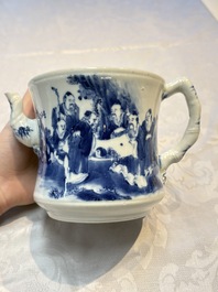 Two Chinese blue and white teapots and covers depicting goldfish and 'Wu Lao Guan Taiji 五老觀太極', Daoguang mark, 19th C.