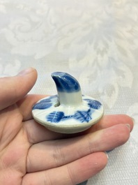 Two Chinese blue and white teapots and covers depicting goldfish and 'Wu Lao Guan Taiji 五老觀太極', Daoguang mark, 19th C.