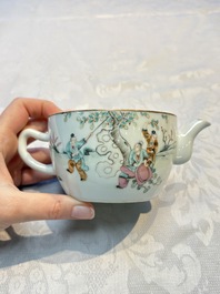 Two Chinese famille rose teapots and covers, signed Yun Xuan Shi 雲軒氏, Guanyao and Tongzhi mark, dated 1888, 19th C.