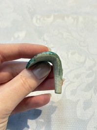 A pair of Chinese famille rose models of a boy riding a qilin and a bitong, 19/20th C.