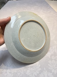 A Chinese grisaille and gilt-decorated 'Nativity' plate, Qianlong