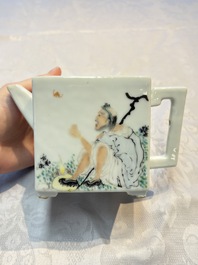 Two Chinese famille rose teapots and covers, signed Yun Xuan Shi 雲軒氏, Guanyao and Tongzhi mark, dated 1888, 19th C.