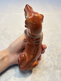 A pair of Chinese polychrome export models of dogs, Qianlong