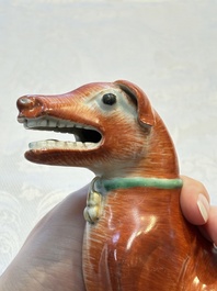 A pair of Chinese polychrome export models of dogs, Qianlong